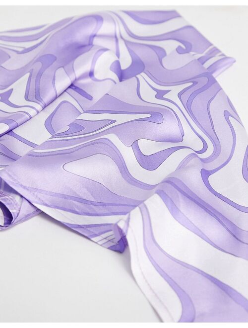 ASOS DESIGN polysatin medium headscarf in purple swirl print