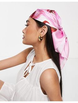 South Beach headscarf in pink swirl print