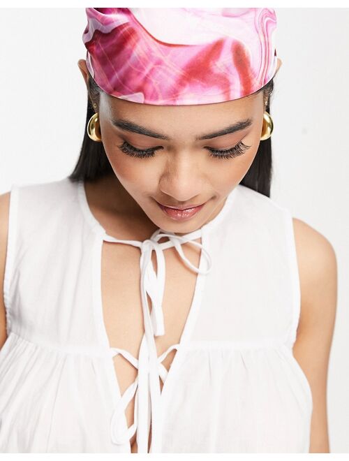 South Beach headscarf in pink swirl print
