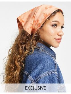 inspired hair scarf in orange floral