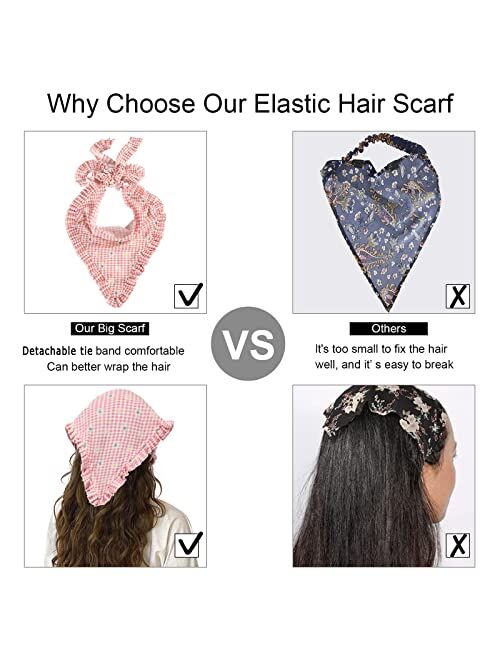 Molans Bandana Headband Chiffon Scarf Headbands - Hair Bandana Floral Elastic Hair Kerchief Print Hair Scarves Kerchief for Women