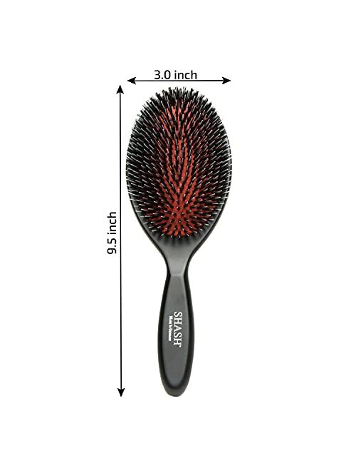 Made In Germany - SHASH Nylon Boar Bristle Brush Suitable For Normal to Thick Hair - Gently Detangles, No Pulling or Split Ends - Softens and Improves Hair Texture, Stimu