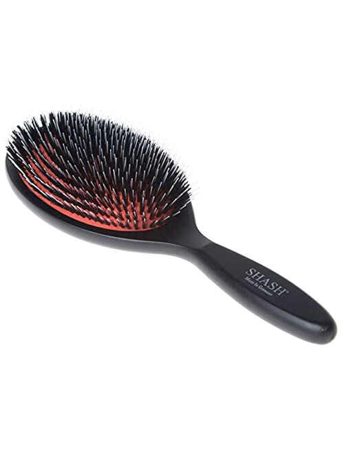 Made In Germany - SHASH Nylon Boar Bristle Brush Suitable For Normal to Thick Hair - Gently Detangles, No Pulling or Split Ends - Softens and Improves Hair Texture, Stimu