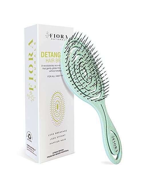 Fiora Naturals Hair Detangling Brush -100% Bio-Friendly Detangler hair brush w/ Ultra-soft Bristles- Glide Through Tangles with Ease - For Curly, Stright, Women, Men, Kid