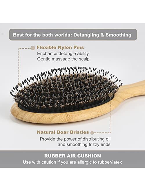 Hiar Brush, BESTOOL Dual Bristle Hair Brushes for Daily Hair Care