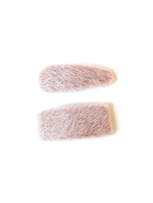 Soho Style Pastel Faux-Fur Hair Clip Two-Piece Set