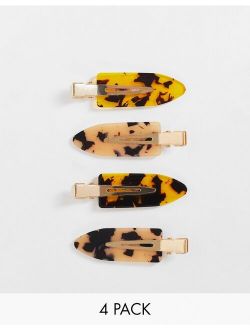 pack of 4 styling clips in tortoise resin