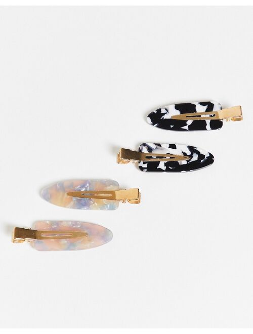 ASOS DESIGN pack of 4 styling clips in resin