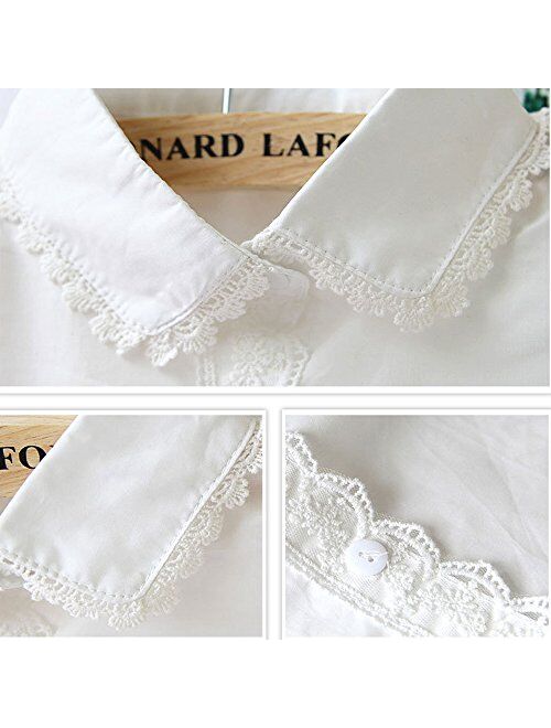 YAKEFEI Half Shirt Detachable Fake False Faux Collar Cuff Cotton Lace Collar for Girl and Women White