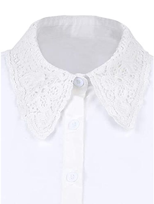 SATINIOR 2 Pieces Faux Collar Detachable Dickey Collar Half Blouse False Collar for Girls Women, White