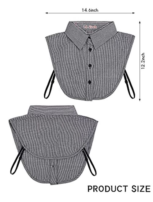 Hicarer Fake Collar for Women 4 Pieces Half Blouse Shirts Detachable Collar Faux Dickey Collar False Collar