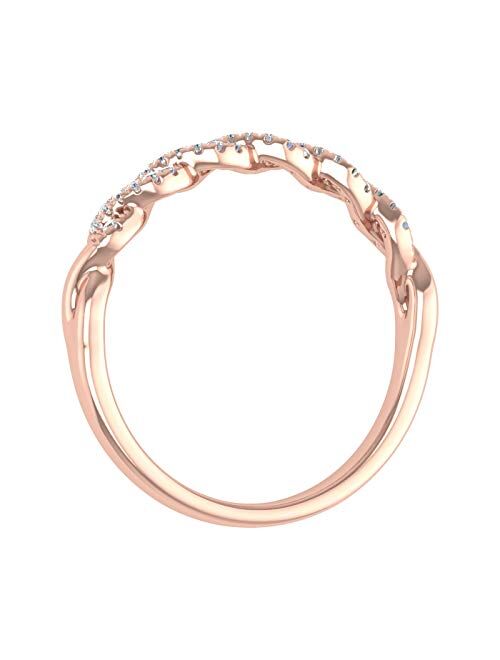 Finerock 1/10 Carat Twisted Diamond Wedding Band Ring in 10K Solid Gold