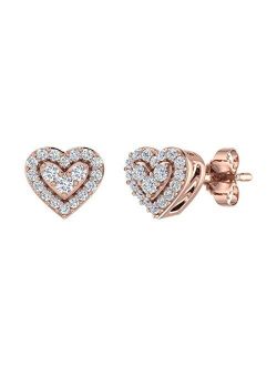 1/5 Carat Diamond Heart Shaped Stud Earrings in 10K Gold