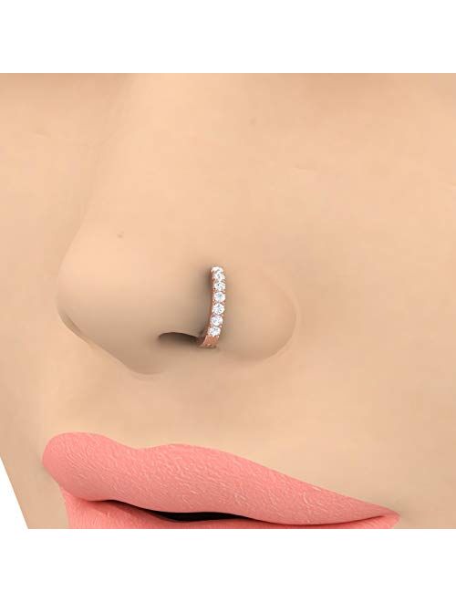 Finerock 0.13 Carat 7-Stone Diamond Nose Pin in 14K Gold - IGI Certified