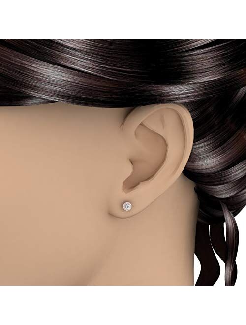 Finerock 1/4 Carat Diamond Halo Stud Earrings in 10K Gold