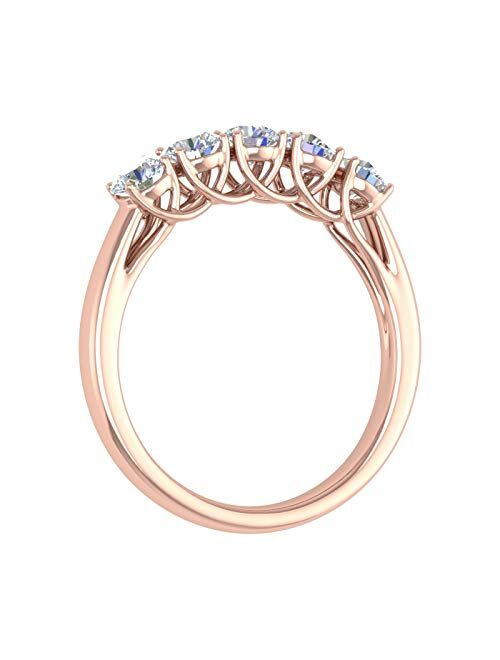 Finerock 1 Carat 5-Stone Diamond Wedding Band Ring in 14K Gold
