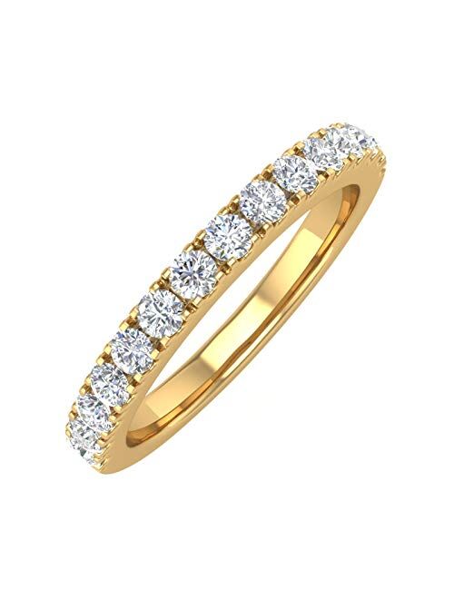 Finerock 0.15 Carat to 3/4 Carat Diamond Wedding Band Ring in 14K Yellow Gold