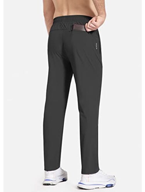 BALEAF Men's Running Pants Elastic Waist Lightweight Jogging Stretch Golf Workout Pants with Zipper Pockets