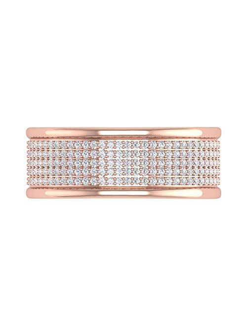 Finerock 0.30 Carat Round Diamond Wedding Band Ring in 10K Gold (I1-I2 Clarity)