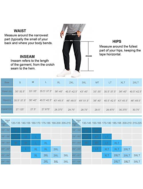 BALEAF Men's Jogger Running Cropped Pants Slim Fit Cotton Zipper Pockets Tapered Sweatpants Quick Dry Gym Office