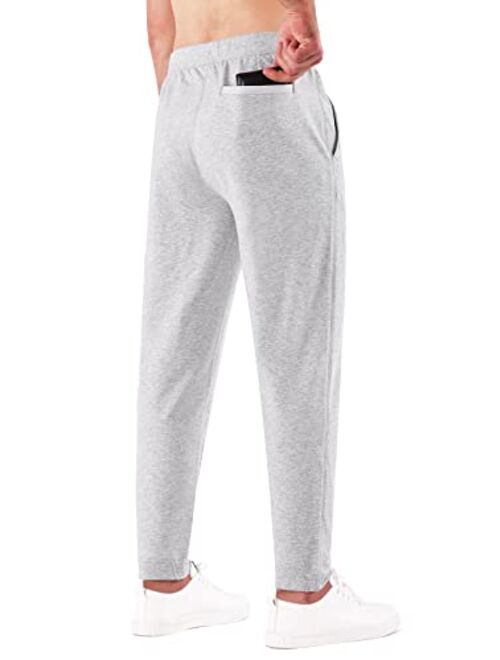 BALEAF Men's Jogger Running Cropped Pants Slim Fit Cotton Zipper Pockets Tapered Sweatpants Quick Dry Gym Office