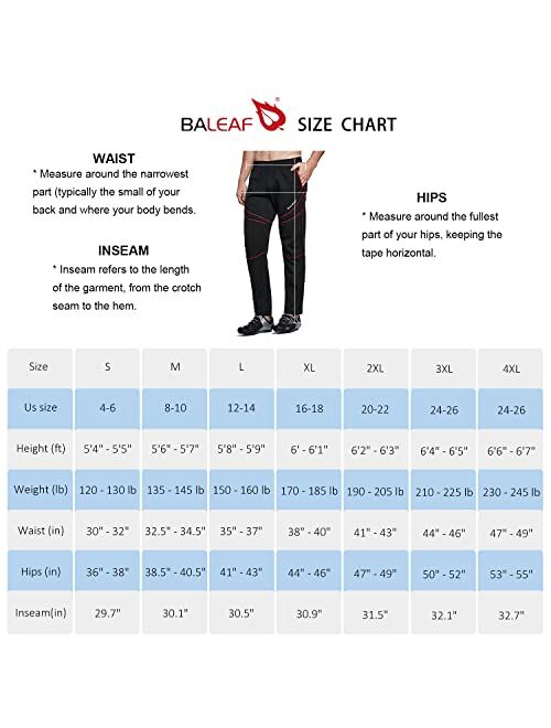 BALEAF Men's Winter Cycling Pants Cold Weather Running Gear Thermal Mountain Bike Apparel Windproof Jogging