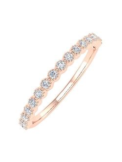 1/5 Carat Bezel Set Diamond Wedding Band Ring in 14K Solid Gold