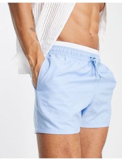 swim shorts with double waistband in light blue short length