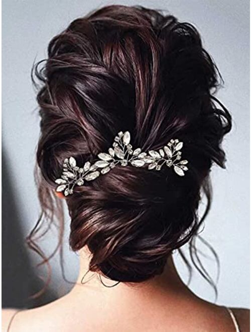 Casdre Crystal Bride Wedding Hair Pins Bridal Hair Pieces Rhinestone Wedding Hair Accessories for Women and Girls(Pack of 3)