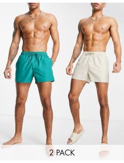 swim shorts in beige and green short length save