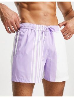 abstract stripe swim short in lilac