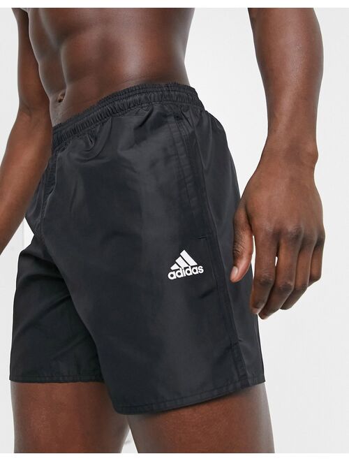 adidas performance adidas badge of sport logo swim shorts in black