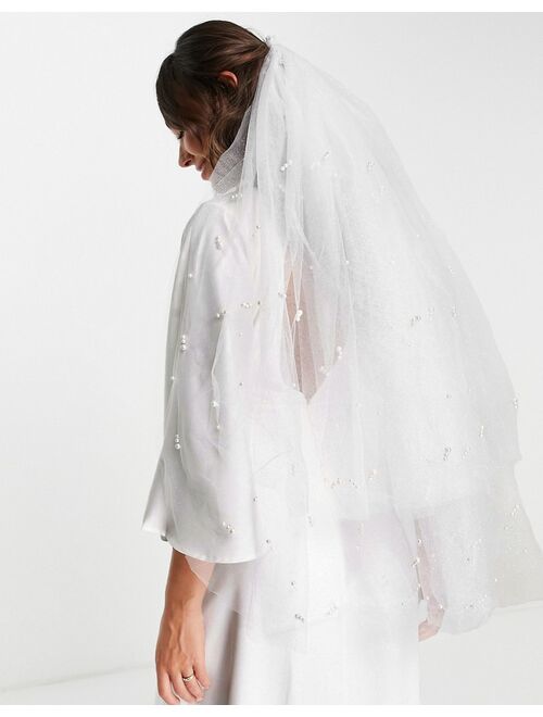 Y.A.S Bridal Exclusive embellished veil in white