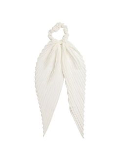 LC Lauren Conrad Pleated White Chiffon Glitter Long Tail Scrunchie