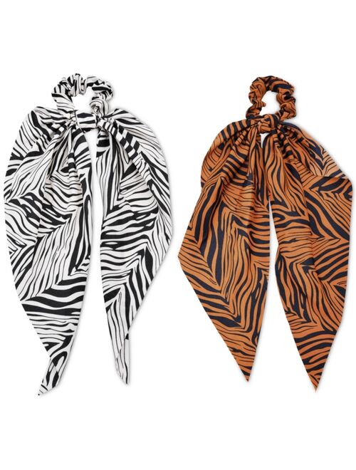 INC International Concepts 2-Pc. Zebra-Print Large Bow Hair Scrunchie Set, Created for Macy's