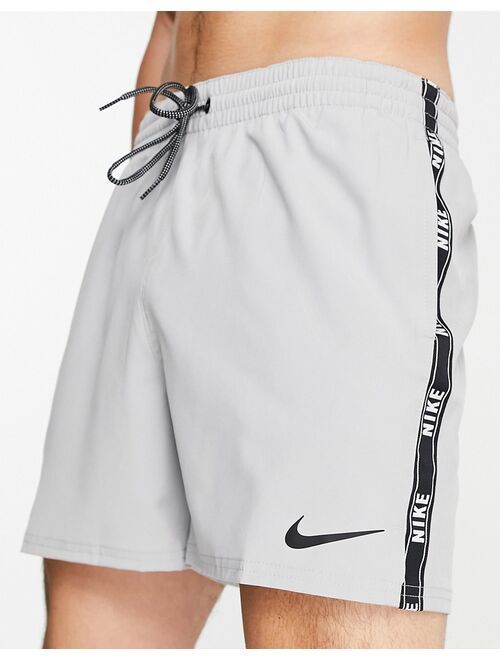 Nike Swimming logo taped swim shorts in gray
