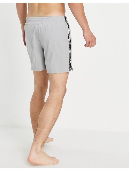 Nike Swimming logo taped swim shorts in gray