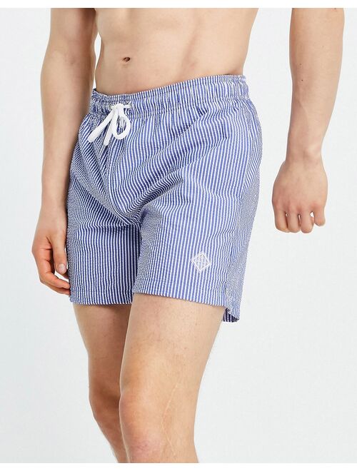 GANT stripe swim shorts in blue with side logo