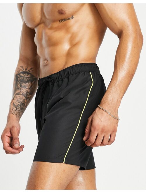 ASOS DESIGN swim shorts with pipping mid length