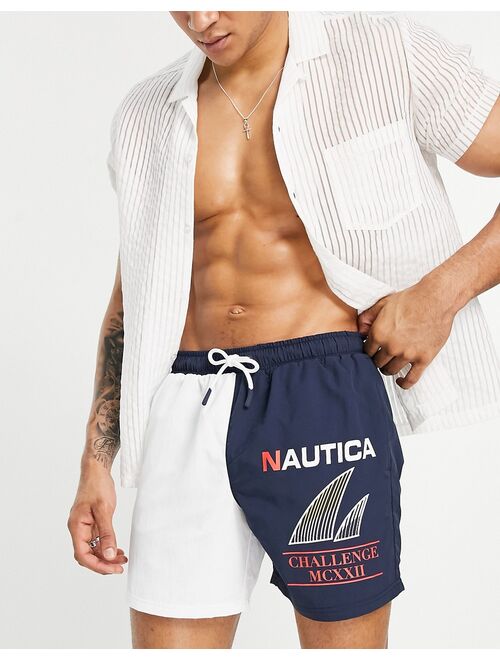Nautica Competition Nautica Archive cranbrook swim shorts in navy/white
