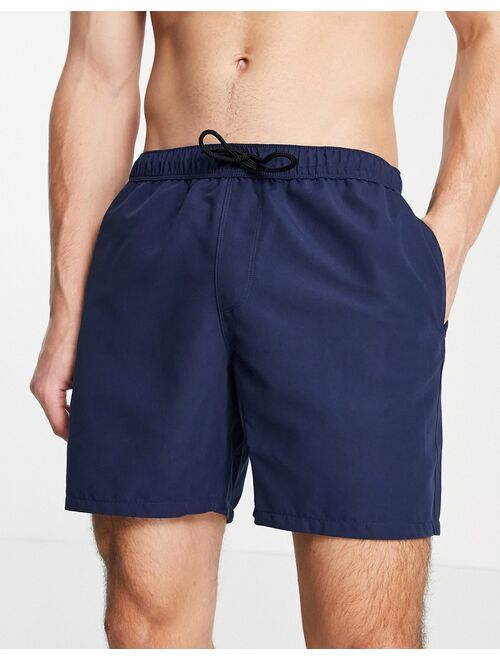 ASOS DESIGN swim shorts in navy mid length