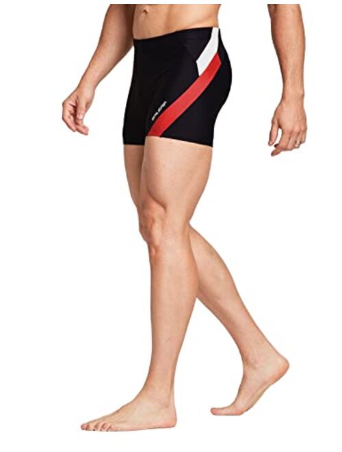 BALEAF Men's Square Leg Athletic Swim Jammers Durable Training Splice Team Swimsuit