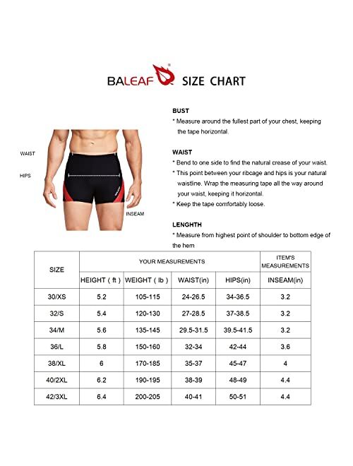 BALEAF Men's Square Leg Athletic Swim Jammers Durable Training Splice Team Swimsuit