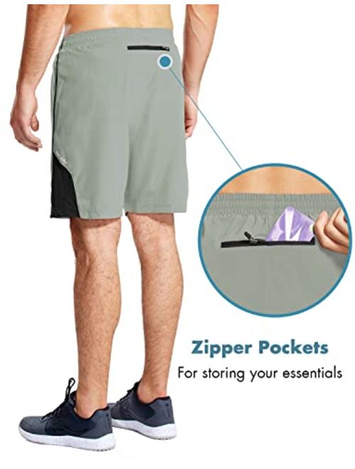 BALEAF Men's 7" Running Shorts with Mesh Liner Zipper Pocket for Athletic Workout Gym