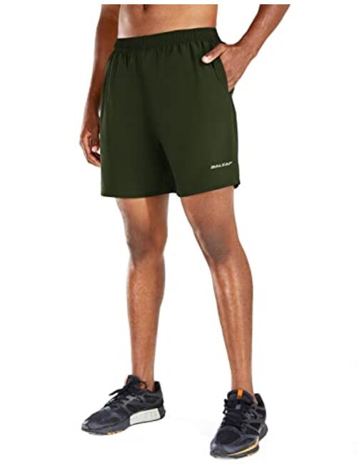 BALEAF Men's 5" Running Athletic Shorts Zipper Pocket