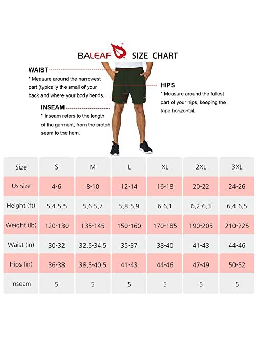 BALEAF Men's 5" Running Athletic Shorts Zipper Pocket