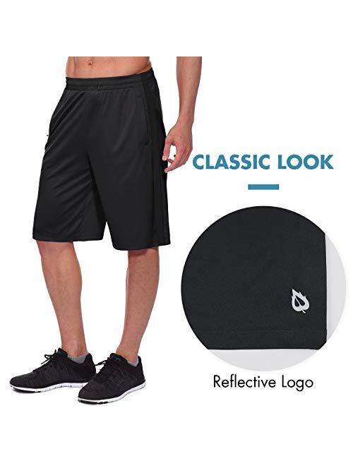 BALEAF Men's Basketball Shorts Long with Zipper Pockets Quick Dry Workout Training Drawstrings 11"