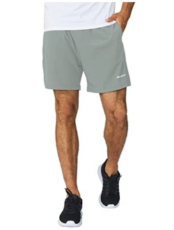 Men's 5 Inches inseem Running Athletic Shorts Zipper Pocket No Lining