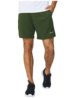 Men's 5 Inches inseem Running Athletic Shorts Zipper Pocket No Lining