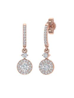 0.30 Carat Diamond Drop Dangling Earrings in 10K Gold